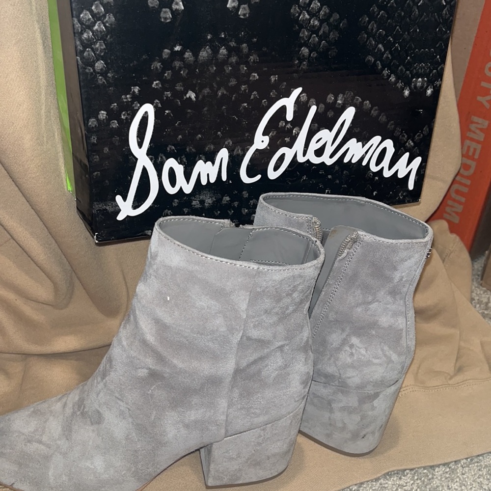 Grey frost suede Sam Edelman booties